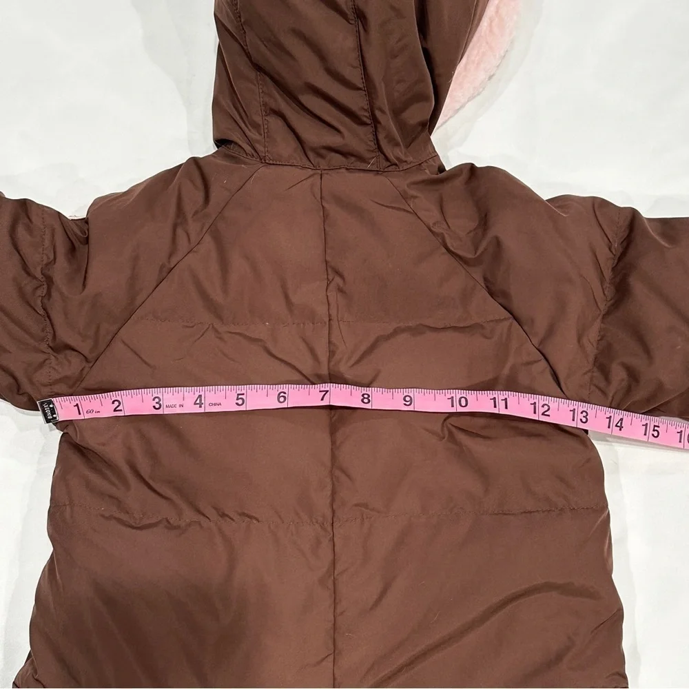 Gap babyGAP Brown Pink Down Filled Bunting Winter Hooded Snowsuit - Picture 7 of 11